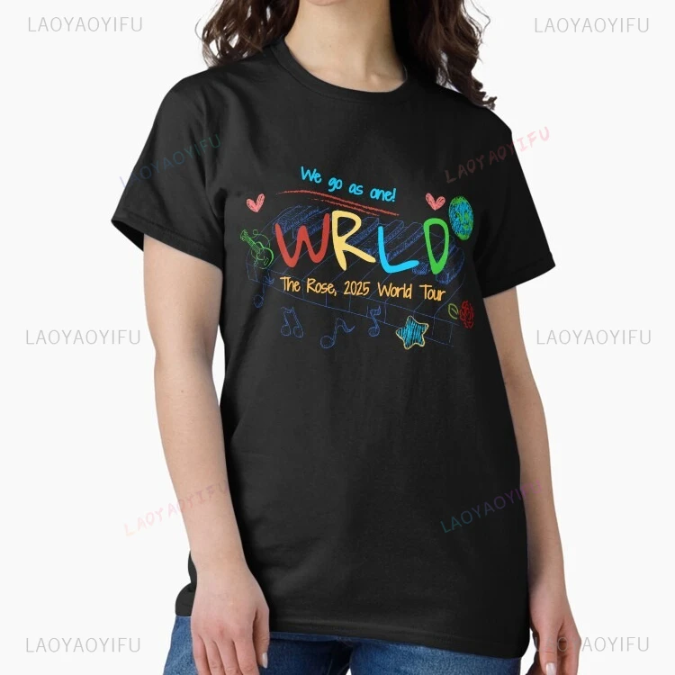 The Rose Kpop WRLD Tour 2025 Vintage Graphic Tee Official Band Merch Unisex Y2K Streetwear Concert Fan Gift T-Shirt