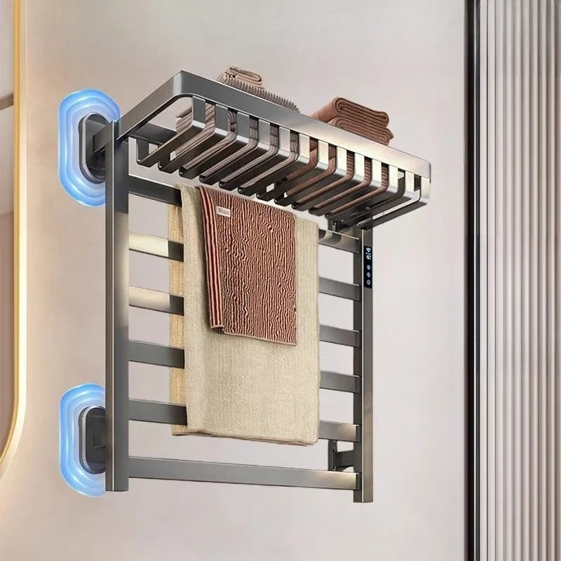 Suction cup type intelligent electric heating towel rack, bathroom electric non-punching household heating