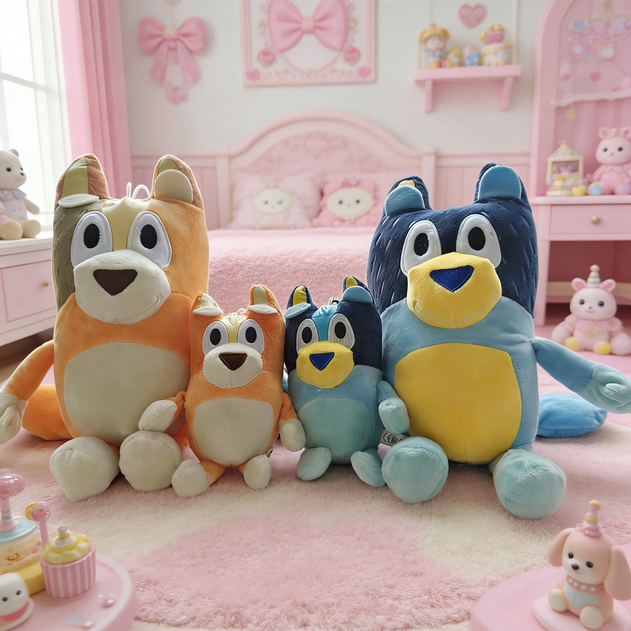 

1-4 шт. Популярные плюшевые игрушки Blueyed Dog Bingo Family, 15-28 см, мягкие мультяшные собачки, куклы, подарки на день рождения, Family Blue