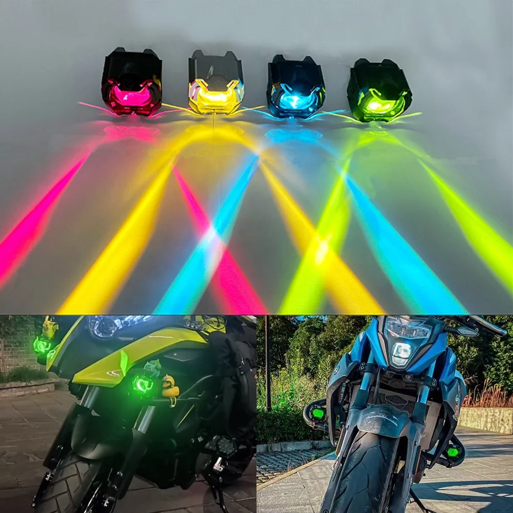 HCmotion Factory High Low Beam in one Super Brightness RGB Muti Color DRL Motorcycle Spot Light Auxiliary Light LED Spotlight