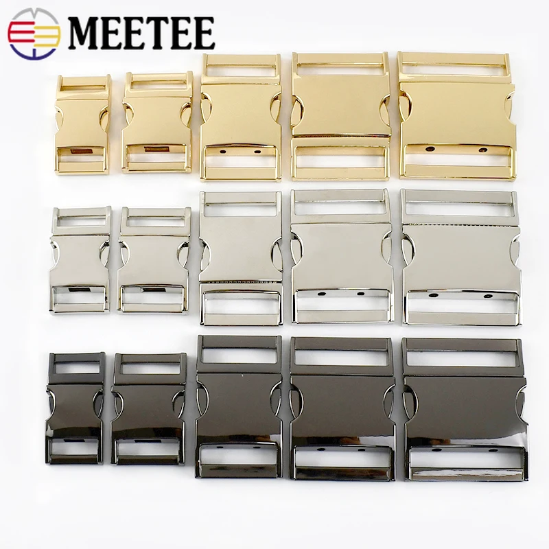 2Pcs Meetee 16/21/26/32/38mm Metal Side Release Buckles Belt Hooks Bag Strap Webbing Adjust Clasp DIY Hardware Accessories