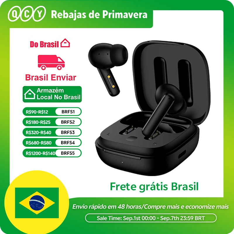 QCY-T13 ANC Fones De Ouvido Sem Fio, Bluetooth 5.3 TWS, ANC, Auscultadores De Cancelamento De Ruído, 4 Microfones ENC Headset, In-Ear, Handfree Earbuds