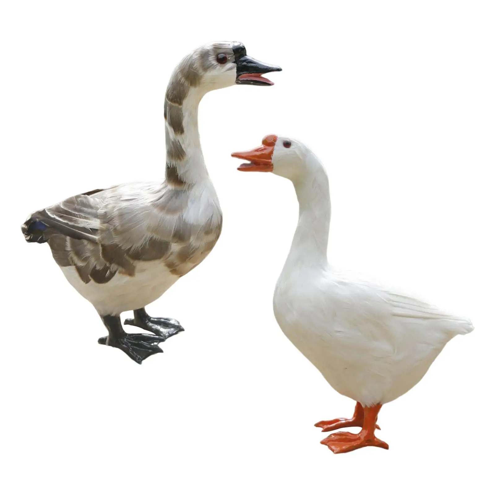 Simulation Feathered Goose Statue Artificial Animals Free Standing for Outdoor