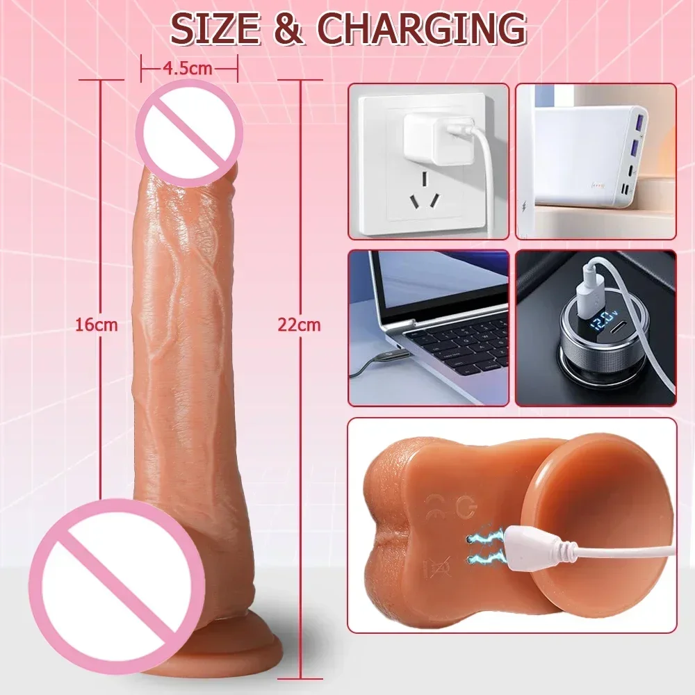 Telescopic Female Vibrator Dildo for APP Remotely Controlled Heating Realistic Big Penis Massager Masturbator Sex Toys for Women