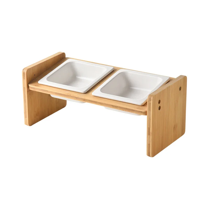 Imagem -06 - Prato Cerâmico Pet Bowl com Suporte de Madeira Tigela Dupla para Cachorro e Gato Alimentador de Água sem Derramamento Cães Pequenos Gatos