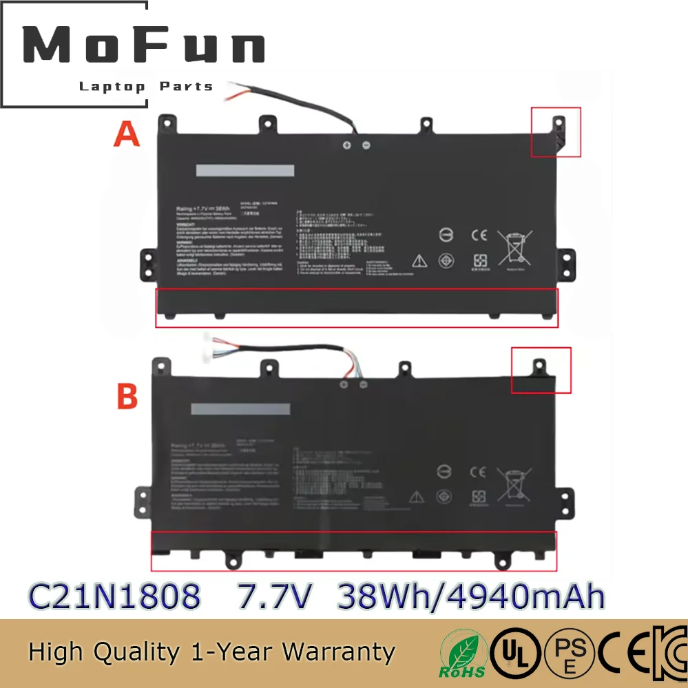 

for Asus C21N1808 Battery Chromebook C423 C423NA C523 C523NA BV0017 BV0001 BV0054 BZ0027 EB0050 0B200-03060000 C21PQCH