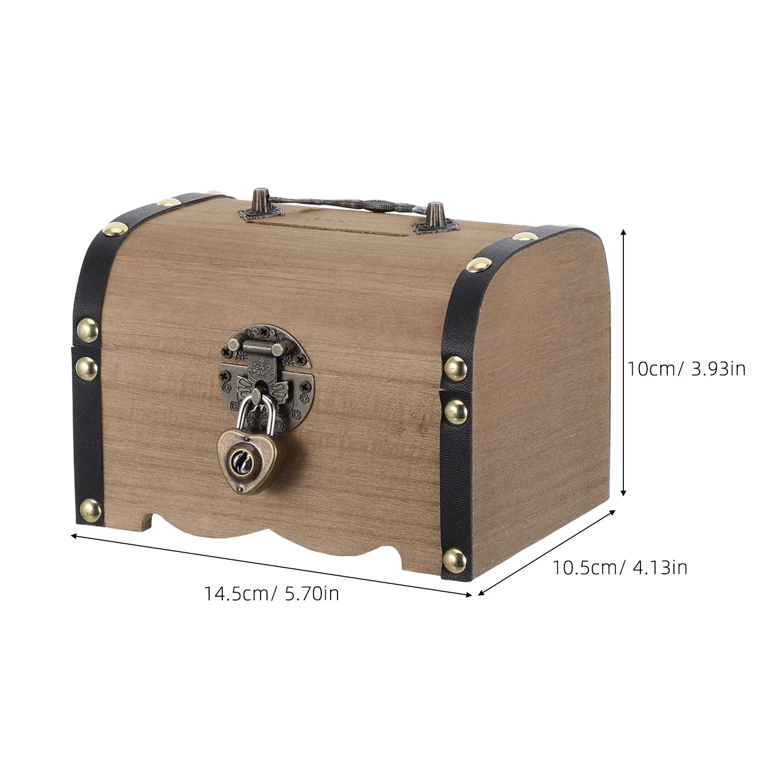 1Set Vintage Wooden Treasure Chest Piggy Bank Rustic Lockable Coin Bank Money Saver Storage Box for Wedding Jewelry Decor