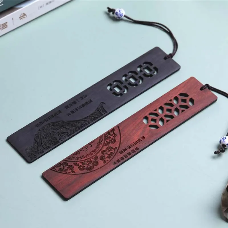 Chinese Style Carving Wooden Bookmark Creative Retro Ebony Book Mark School Gift Student Office Reading Cute Stationery Supplies