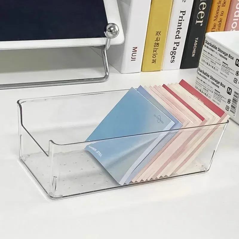 1pcs Household Transparent Storage Box Medium Long Box Desktop Plastic Organiser
