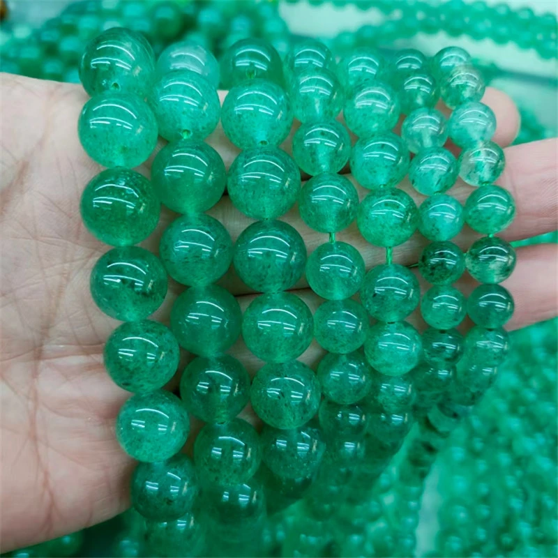 AAA Naturstein Grüne Erdbeere Quarz Perle Runde Lose Spacer Perlen Für Schmuck Machen Diy Halskette Armband Zubehör