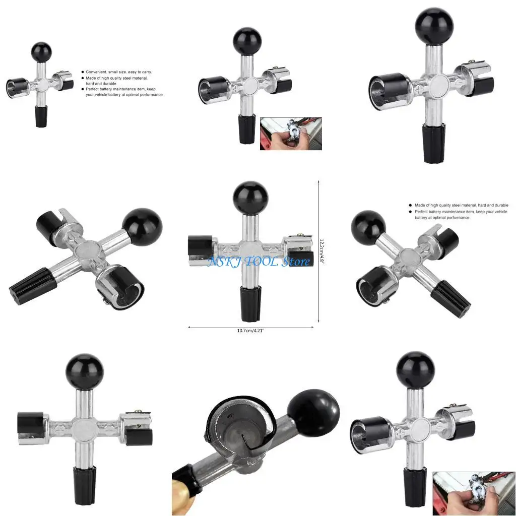 

L8RC Practical Battery Brush 4-Way Battery Post Cleaner Battery Terminal Cleaner Tool