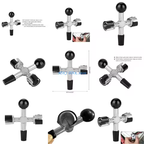 L8RC Practical Battery Brush 4-Way Battery Post Cleaner Battery Terminal Cleaner Tool