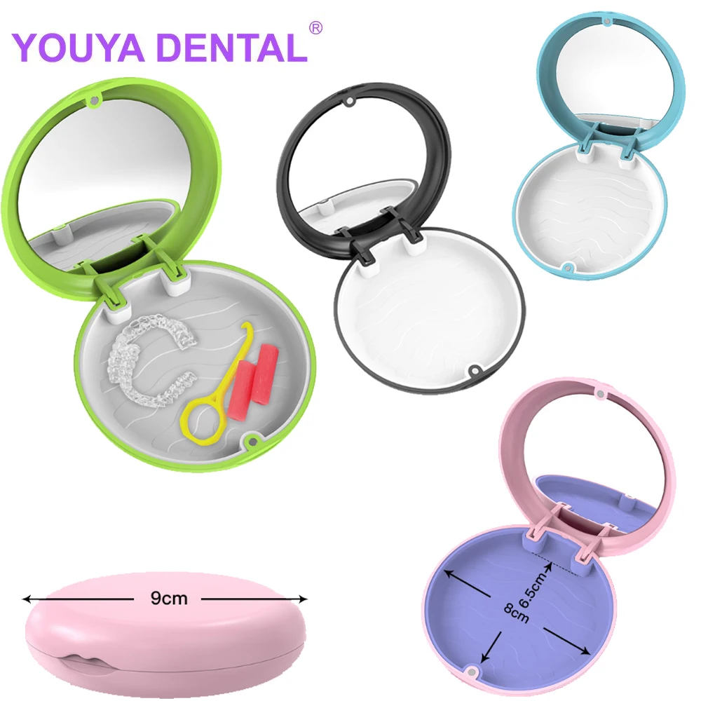 1Pc Travel Denture Case Dental Retainer Case Mirror Mouth Guard Retainer Box Orthodontic Aligner Case Organizer Dentistry Access