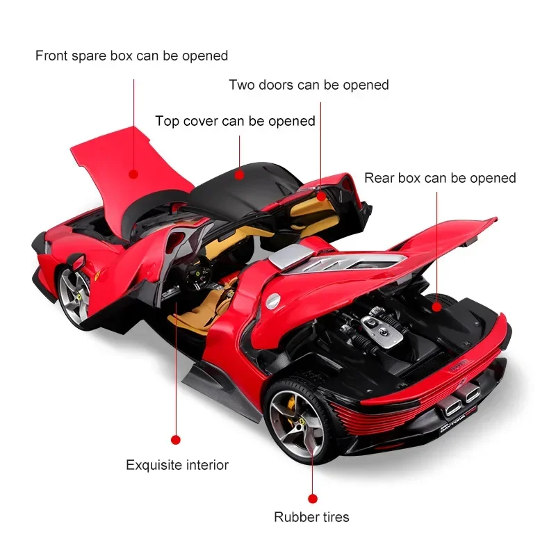 Bburago Ferrari-鋳造スポーツカーモデル,デイトナ1:18,合金シミュレーションsp3,収集おもちゃ,子供と大人へのギフト