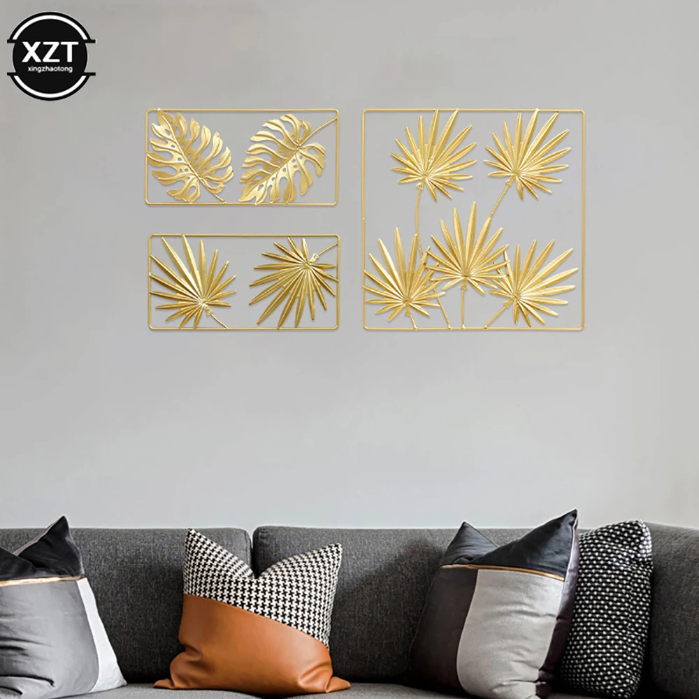 Moderno simples artificial folha de tartaruga ouro sala estar luz parede luxo decorat sofá fundo da pintura parede metal pendurado