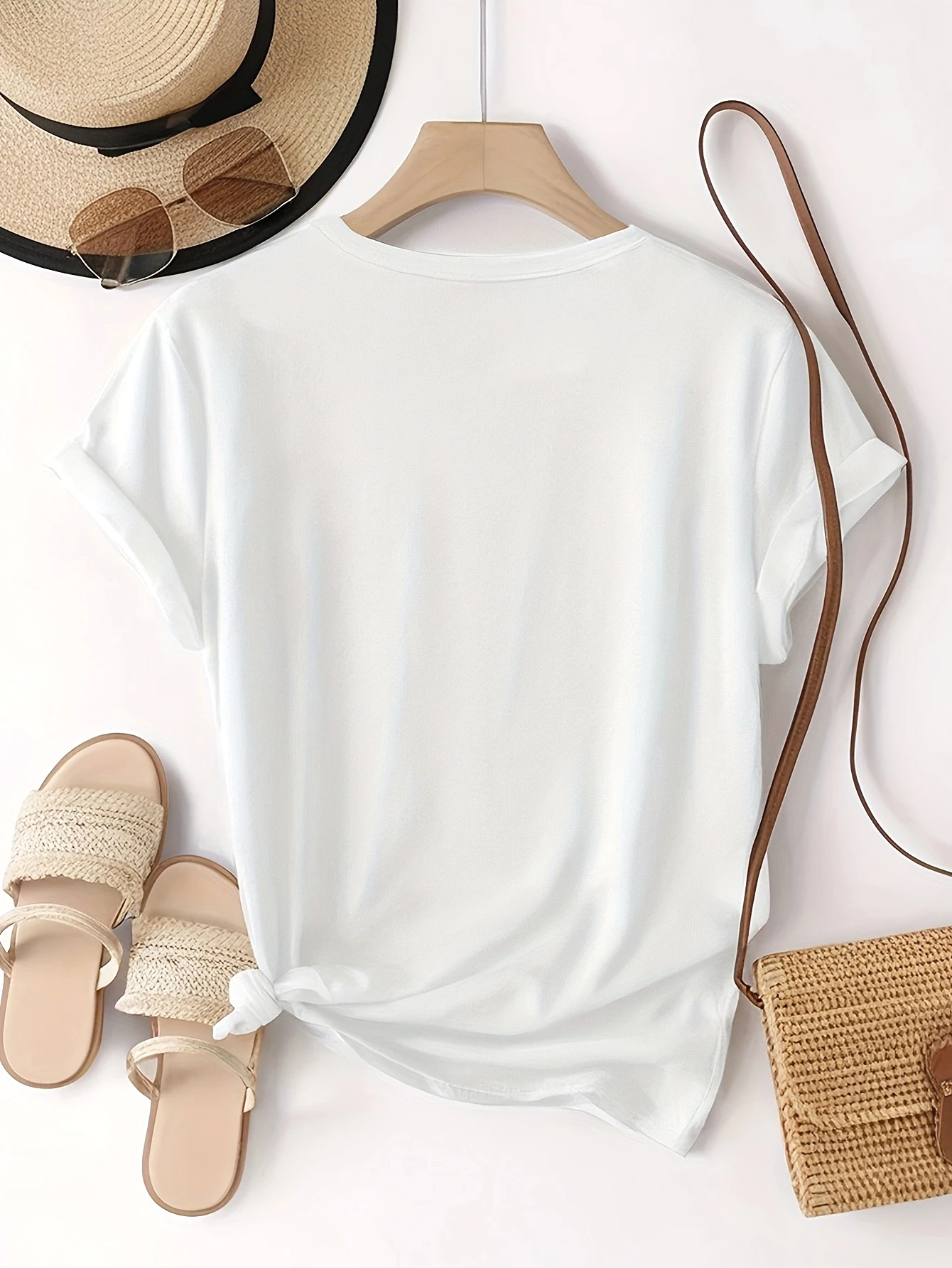 الإبداعية ضوء القمر بحيرة نمط مطبوعة الصيف المرأة أعلى قصيرة الأكمام عارضة جولة الرقبة تي شيرت الصيف ملابس نسائية مريحة #3