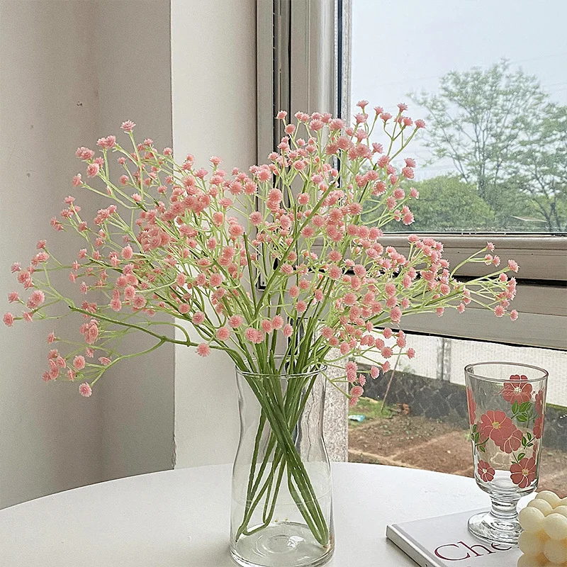 63CM Artificial Starry Plastic Silk Flower Ornament for Dining Table Decoration Wedding Photography Holding Flower Bouquet