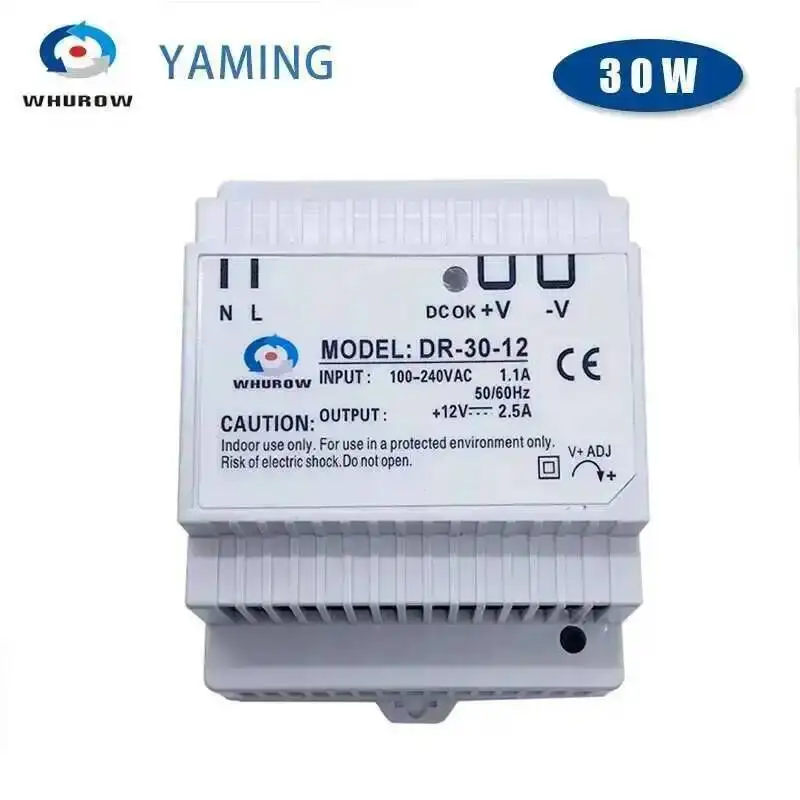 DR Series Switch Power Supply 15W 30W 45W 50W 60W DIN Rail Mount 24V 12V Single Output Industrial Control Buckle AC To DC