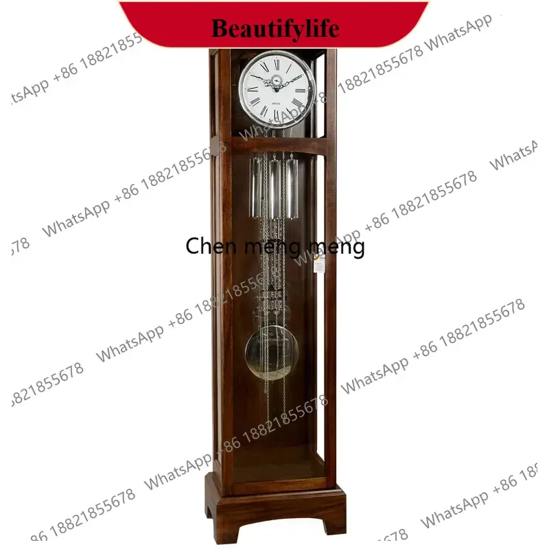 

d178 European living room floor clock modern simple light luxury mechanical standing clock retro creative solid wood clock