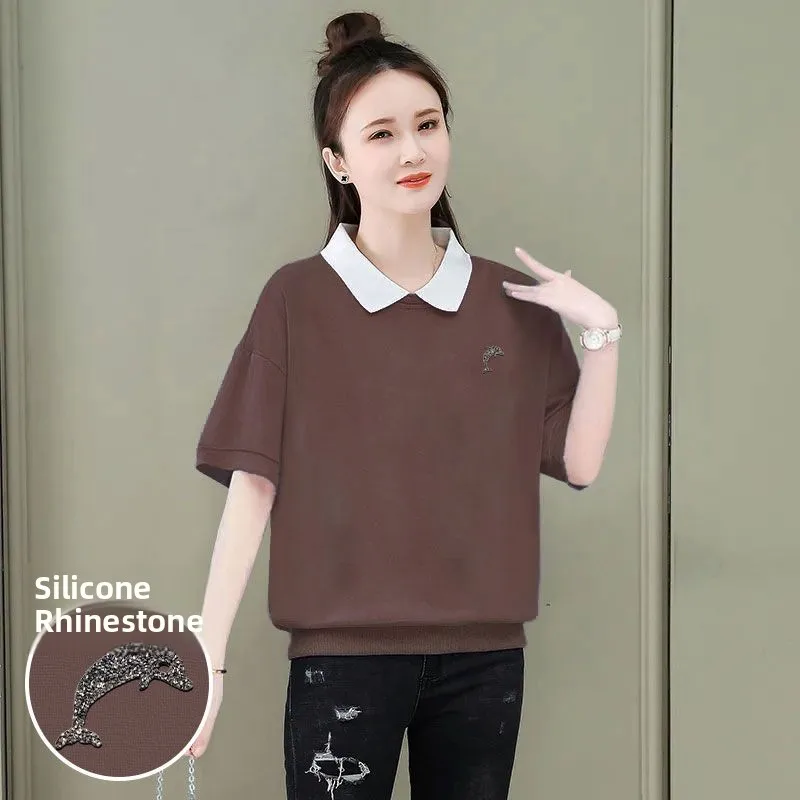 Damska bluza na wiosnę i lato, luźna, uniwersalna, odmładzająca, plus size, top.