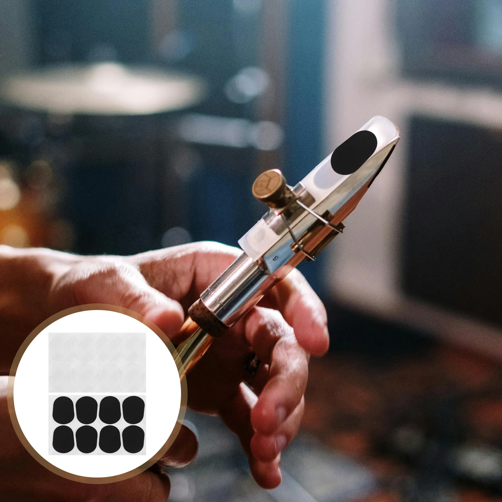 

16Pcs Saxophone Mouthpiece Patches Soft Silicone Pads Black Non-Slip Design Comfortable Playing Teeth Protector Alto Tenor