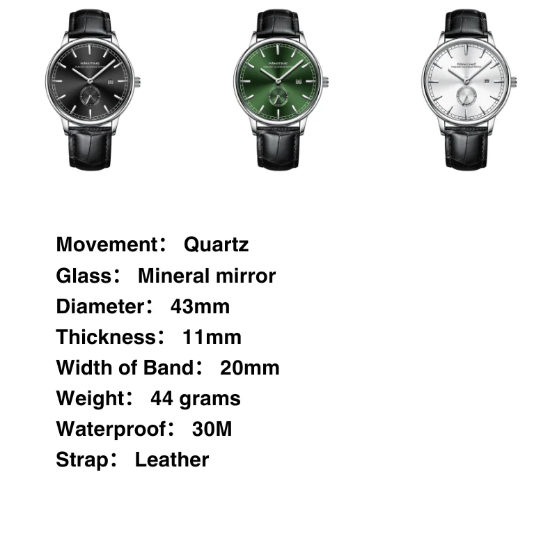 Jam Tangan Kuarsa untuk Pria Gaya Inggris Dial Stopwatch Independen Desain Dua Penunjuk Waktu Posisi 3 Jam Kalender Tali Kulit