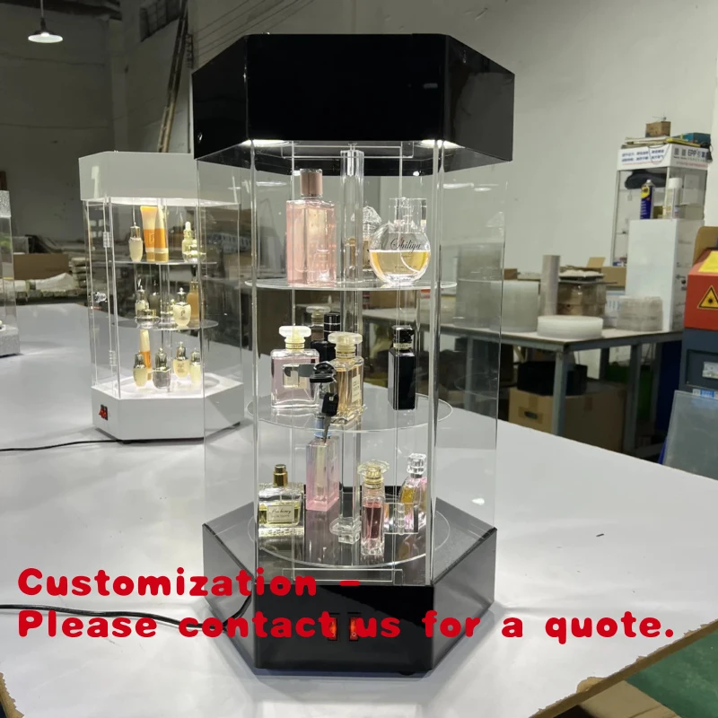 

Customize.Custom LED Illuminated Rotating Display Cabinet Acrylic Showcase Retail Store