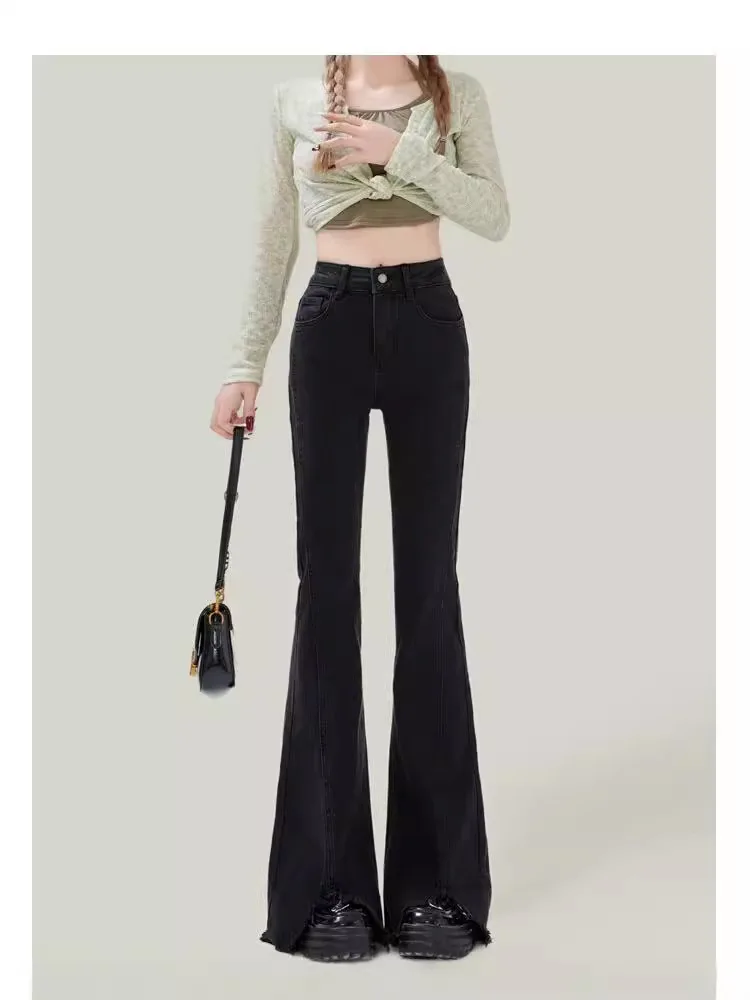 Jeans marroni Harajuku Y2K Palazzo gamba larga drappeggiata fluida denim femminile moda elegante chic trendy moderno High Street Vibe