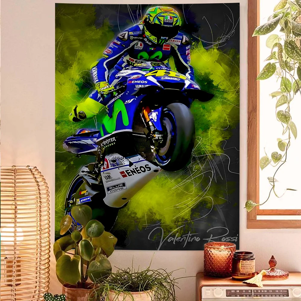 Watercolor Motorcycle Racer Valentino Rossies Printed Wall Tapestry Cheap Hippie Wall Hanging Bohemian Wall Tapestries Mandala