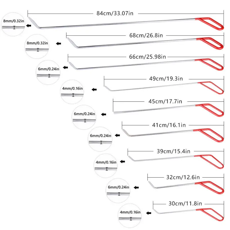

Super PDR Paint Less Hook Rods Repair Kits Auto Body Dent Repair Tools for Car Dent and Hail Repair