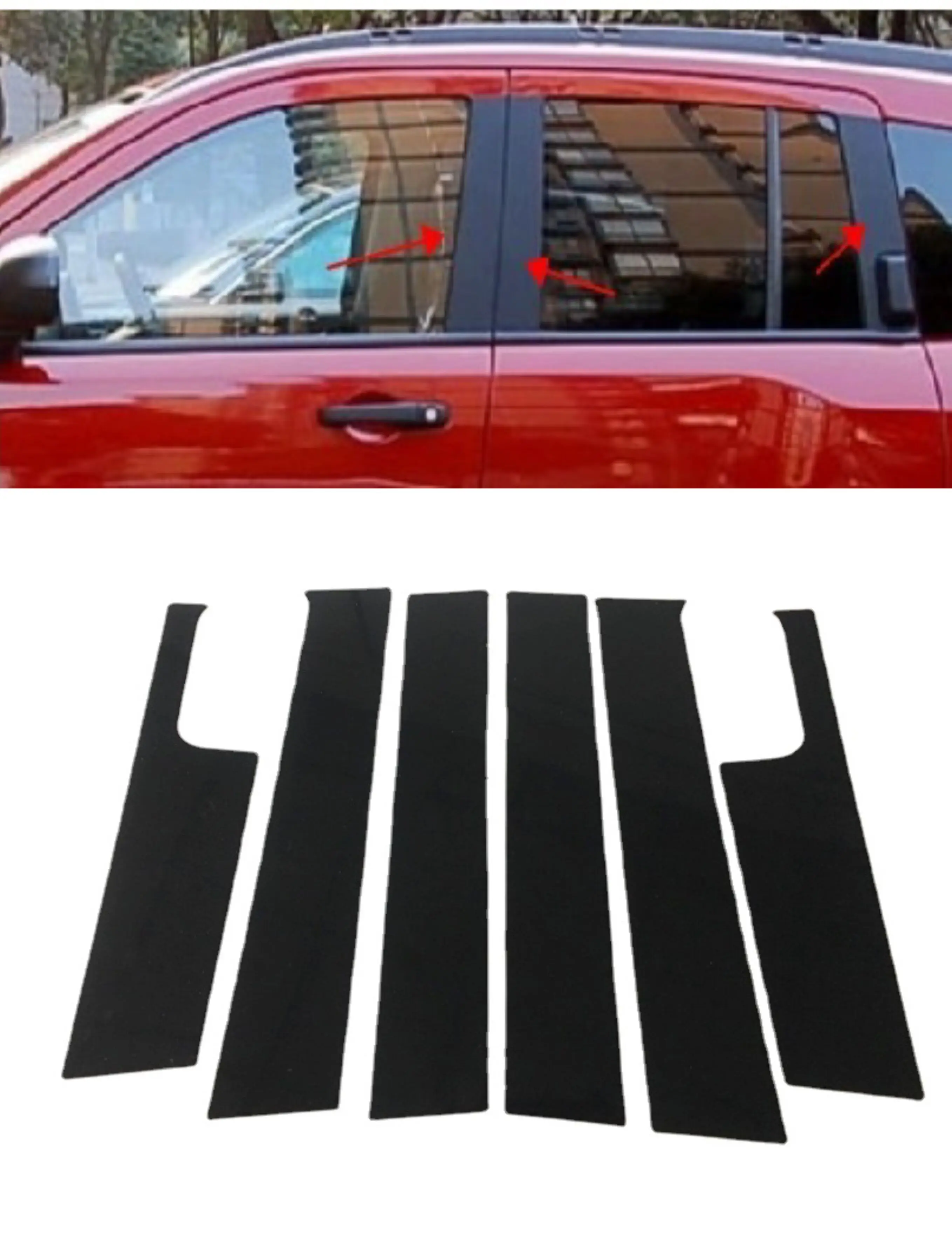 6PCS Polished Pillar Posts  For Jeep Compass 2007 2008 2009 2010 2011 2012 2013 2014 2015 Window Trim Cover