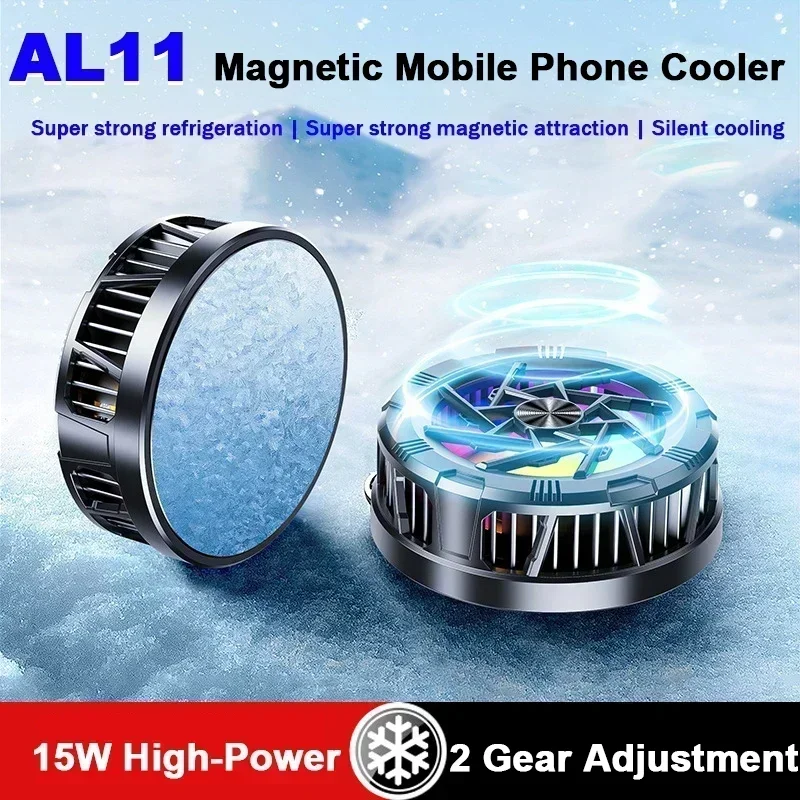 

AL11 Mobile Phone Semiconductor Fast Cooling Fan Radiator for IOS Android PUBG Magnetic Back-clip Game Cooler Cool Heat Sink