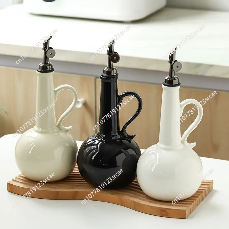 Ceramic Oil Dispenser Bottle, Multifunctional Kitchen Container for Soy Sauce Vinegar and Olive Oil