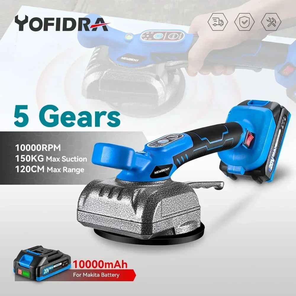 Yofidra 150kg High Loading Capacity Electric Tile Tiling Machine 5 Speed Floor Leveling Wall Laying Tool For Makita 18V Battery