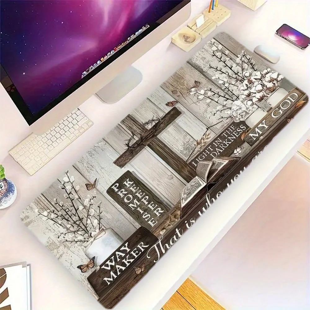 Faith Christian Cross Bible Verse Mouse Pad Rubber Non-Slip Desk Mat for Office PC Laptop