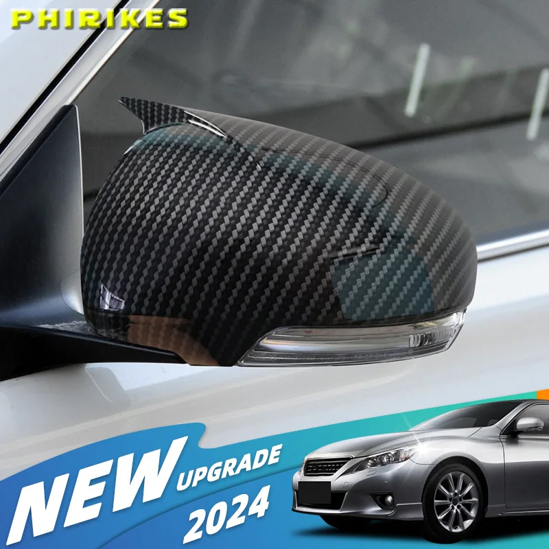 

Rearview Side Mirror Covers Caps for Toyota Mark X Reiz 2010 - 2016 Carbon Fiber Gloss Black