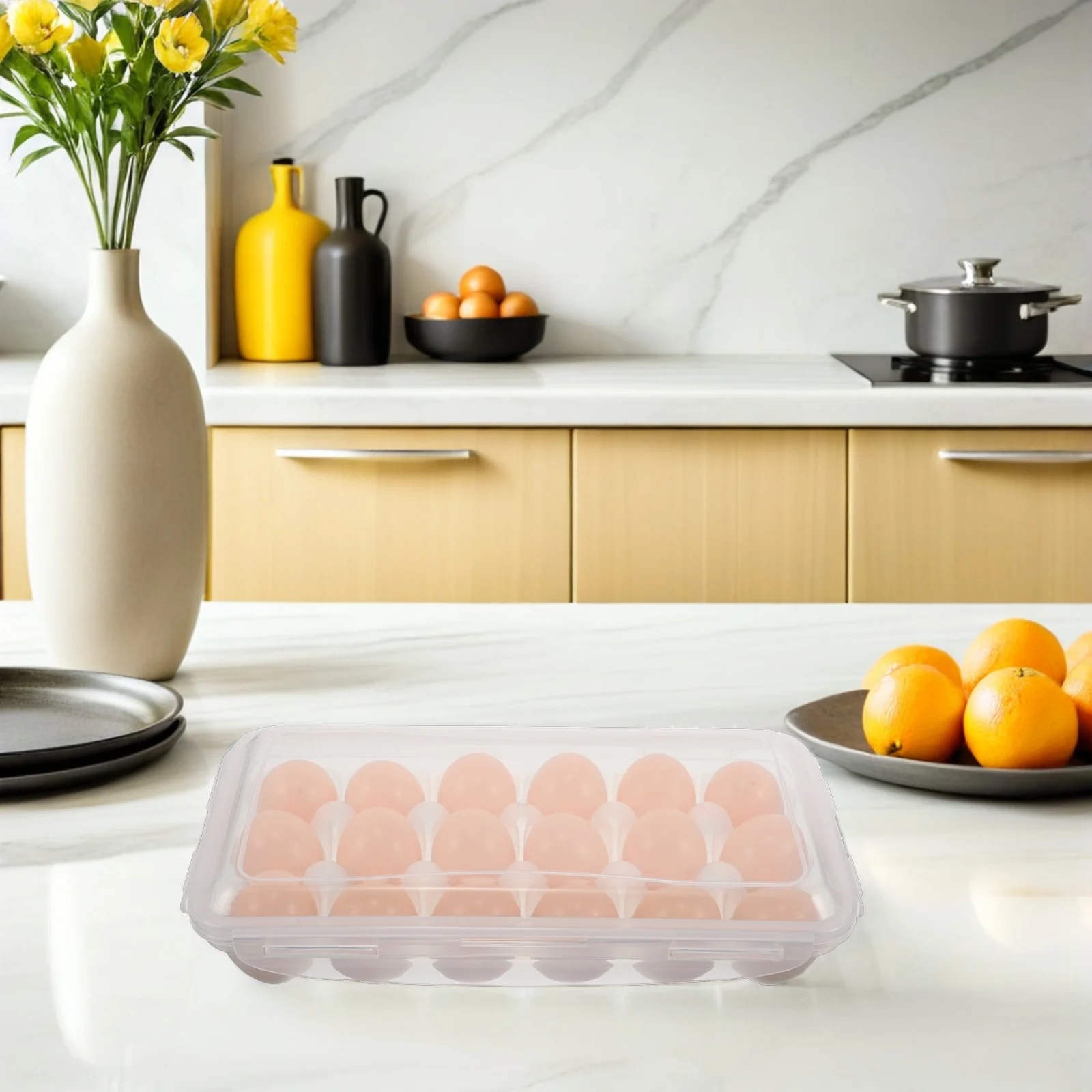 

2Pcs Egg Freshness Keeper Transparent Stackable Plastic Egg Tray for Refrigerator Efficient Fridge Organizer Storage Box
