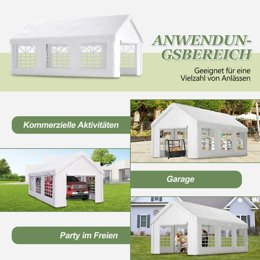 خيمة مرآب شديدة التحمل مقاس 3 × 6 م، مقاومة للشتاء والطقس، باب قابل للطي + جدران/سقف جانبية قابلة للإزالة، مأوى محمول