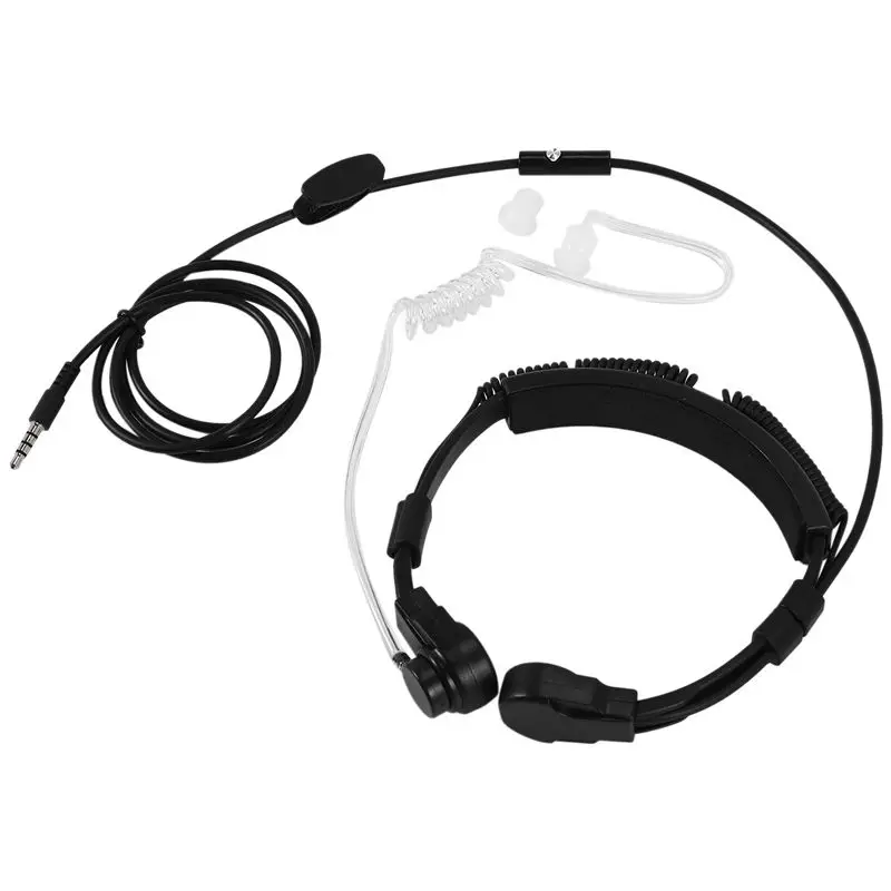 Super Sale 3.5mm plug Tactical-Throat Microphone earphone Covert Adjustable Covert Air Tube Headset with Throat Mic for smartpho