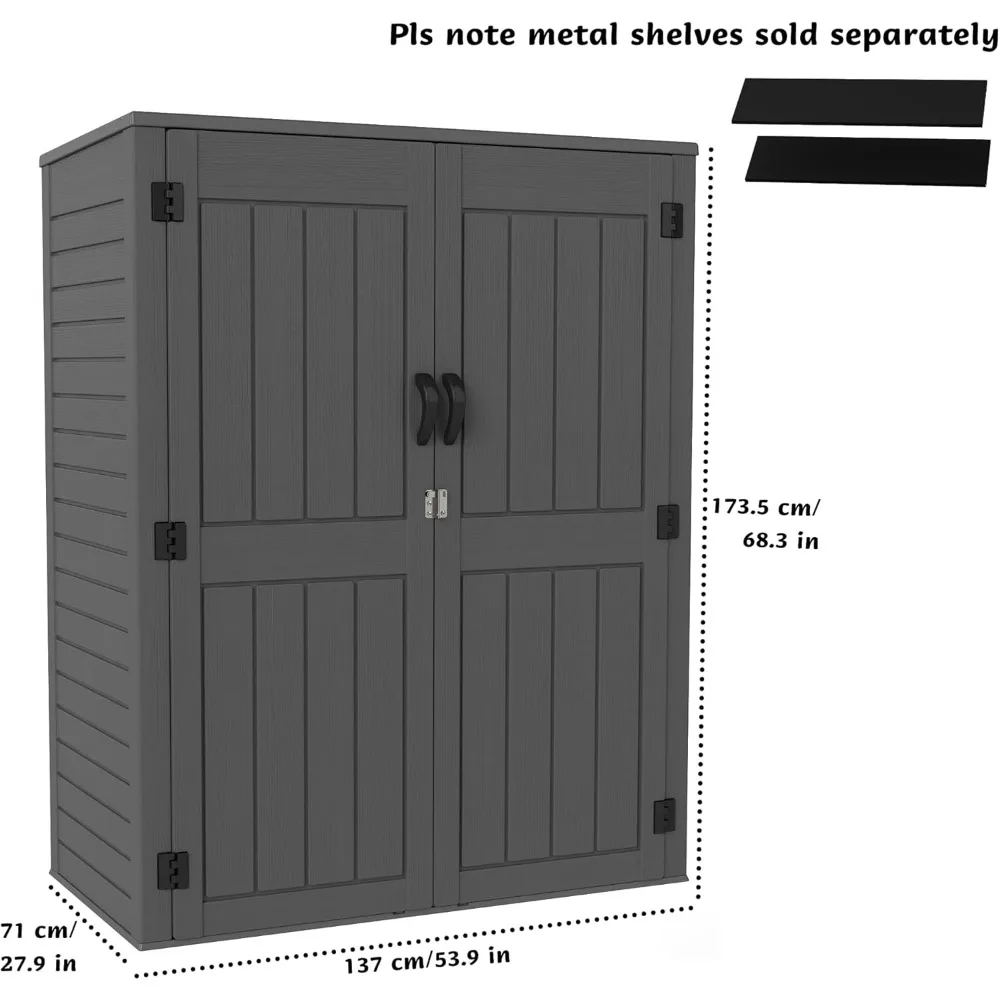 سقيفة تخزين خارجية بلاستيكية عمودية بطول 60 قدمًا مكعبًا، خزانة أدوات حديقة مقاومة للماء، 4.5 م × 2.3 م #2