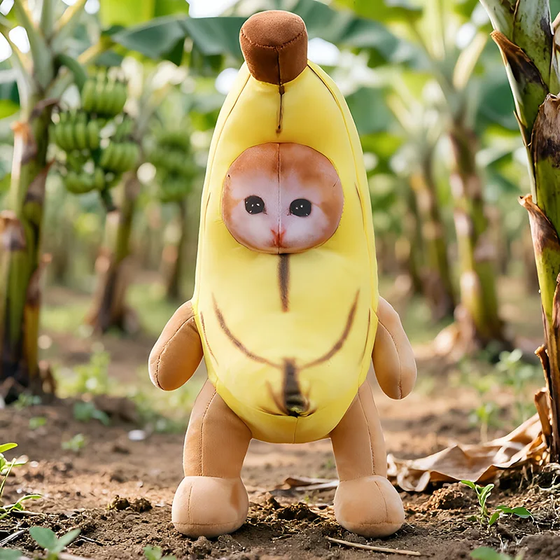 Peluche de Gato Banana Laibu de 30/45/70cm, Almohada Suave para Dormir, Regalo Infantil, Muñeco Creativo y Adorable, Muñeco de Dibujos Animados