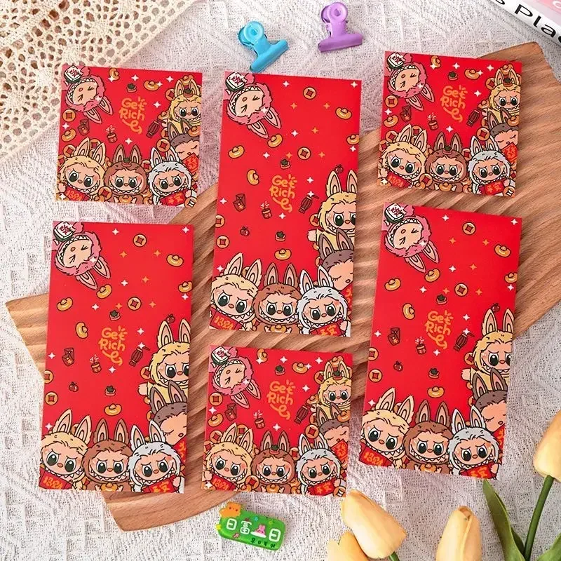 Cartoon New 2025 Labubu Red Envelope Ins New Year Red Envelope Be Promoted Step By Step Bubu High Lift Wallet Paper Bag Gifts