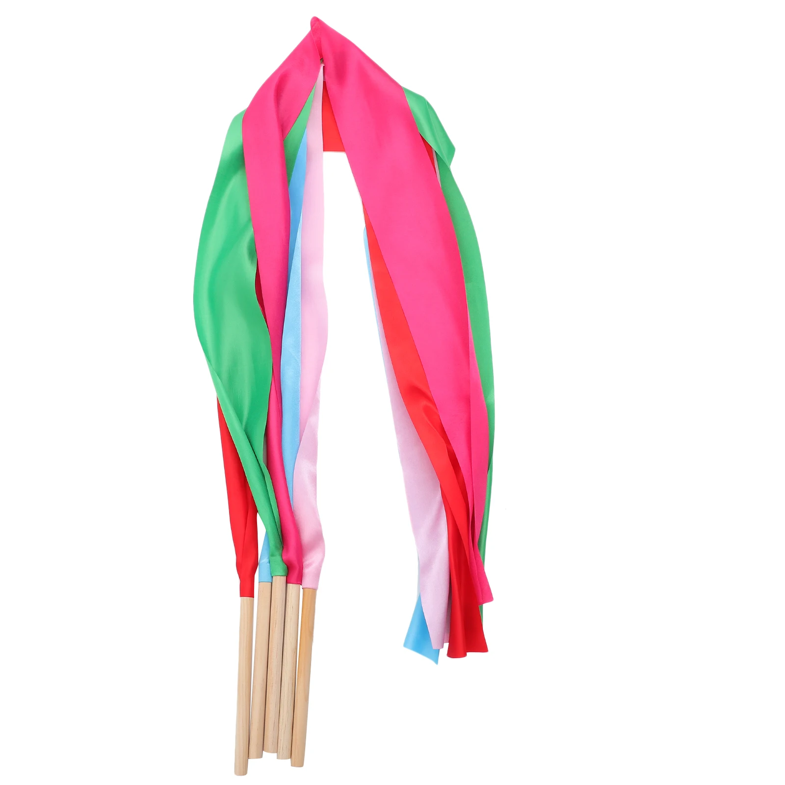 

5pcs Gymnastics Dance Ribbons 1 5M Wooden Sticks Charm Elegant Suitable Performances Gifts Fitness Training Circus Skills Dance
