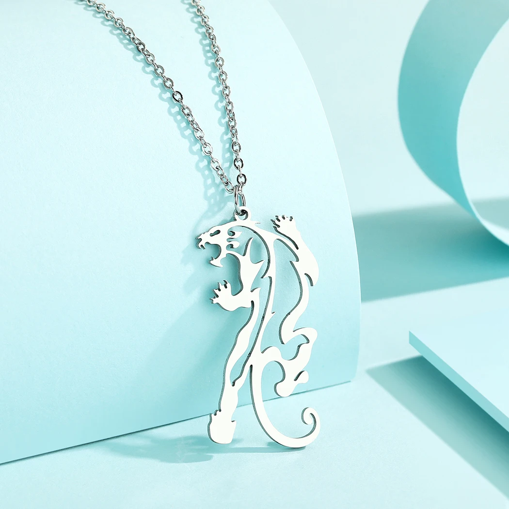 الفولاذ المقاوم للصدأ رائعة النمر بانتر للرجال والنساء ، سلسلة الكرة ، الفن الثلاثي ، قلادة ، هدية عيد الميلاد ، المجوهرات الكينال