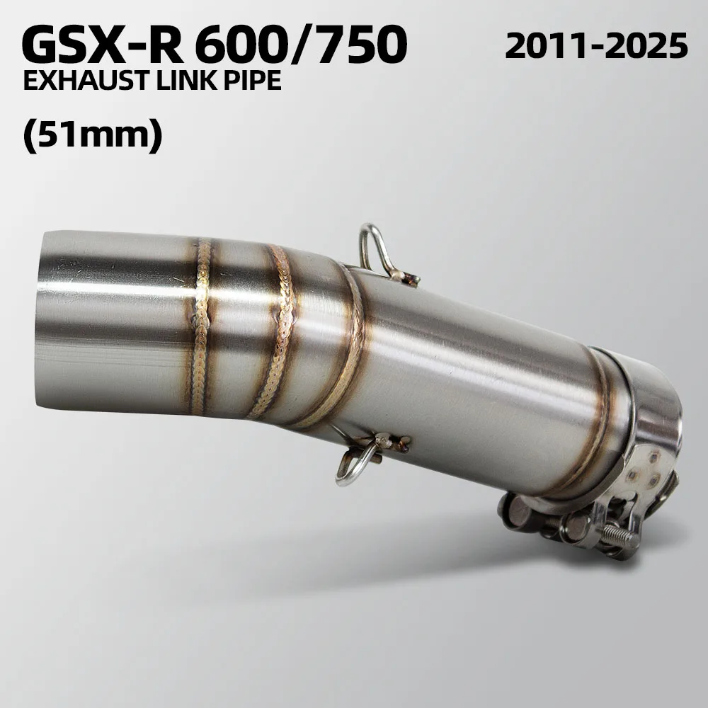دراجة نارية العادم محول أنبوب لسوزوكي GSXR600 GSXS600 2011-2025 GSXR750 GSXS750 2011-2025 الفولاذ 51 مللي متر الأوسط وصلة الأنابيب