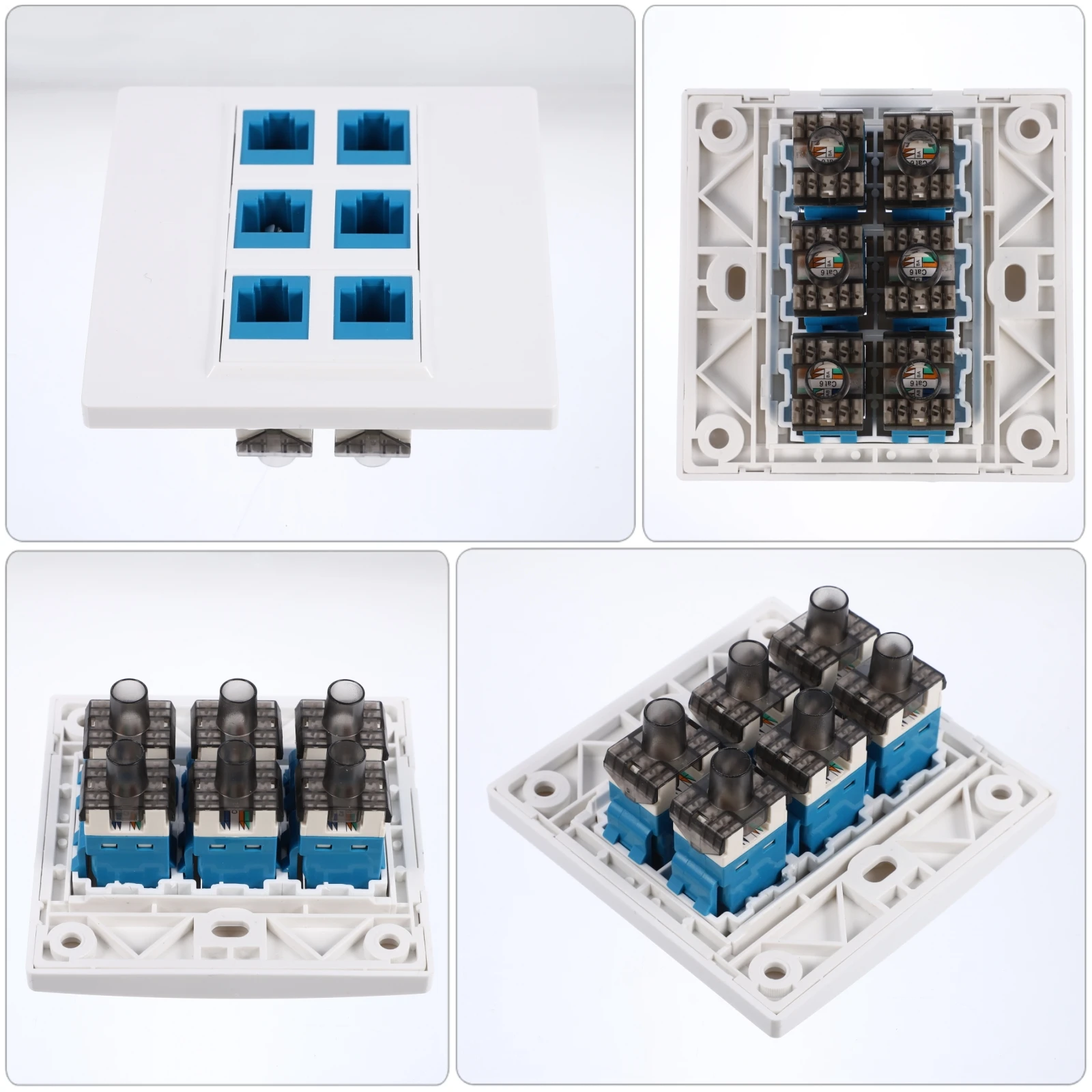 

6 port Network Cable Socket Ethernet Wallplate Female female Removable Wire Panel Detachable LAN Cat6 Keystone Jack