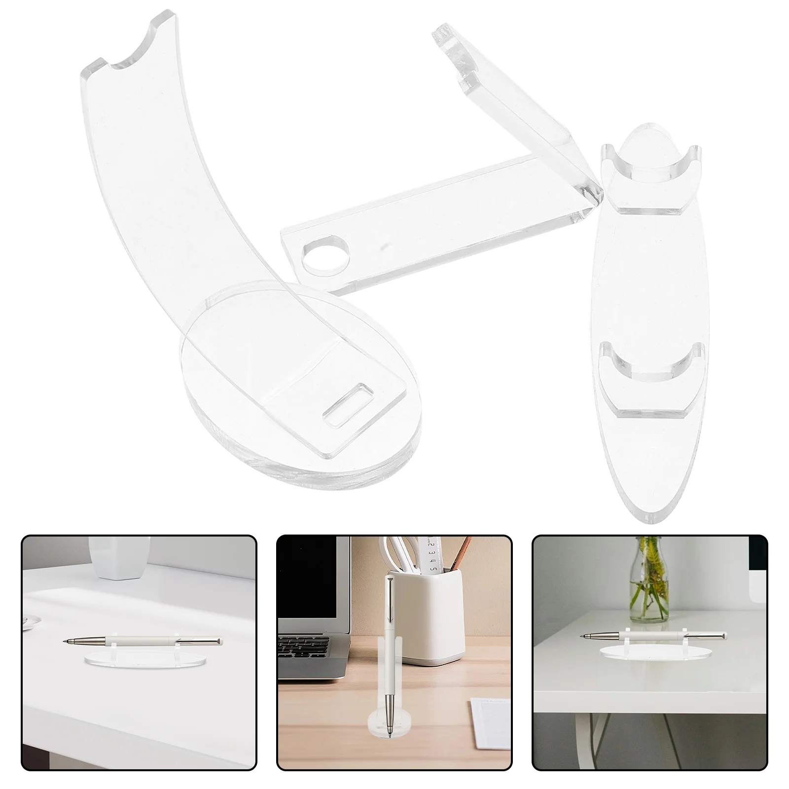 

3Pcs Clear Acrylic Multifunctional Pen Holder Display Rack Stand for Ballpoint Pens Makeup Brushes Eyebrow Pencils Desktop