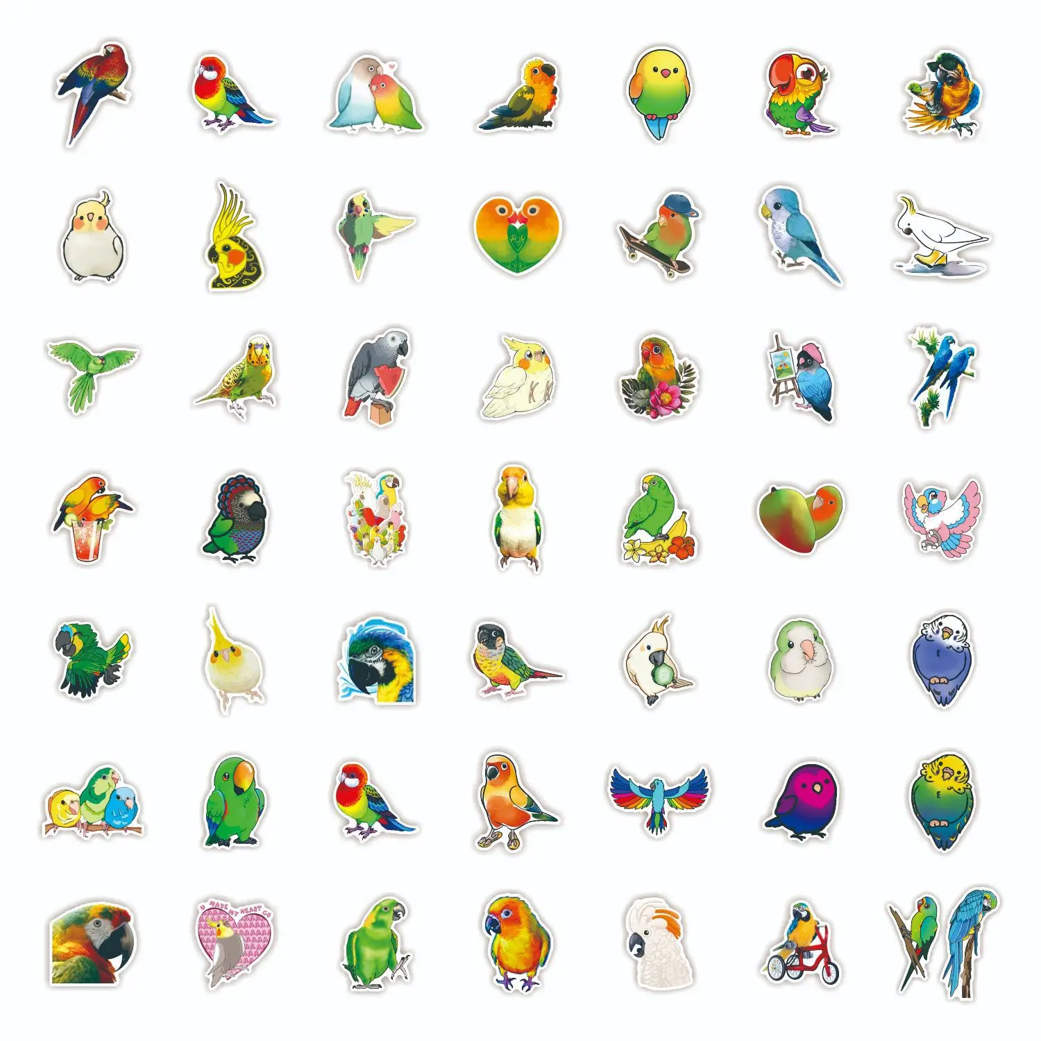 10/30/50pcs Parrot Stickers Laptop Bicycle Guitar Skateboard Sticker Kid DIY Graffiti Waterproof Stickers Toy