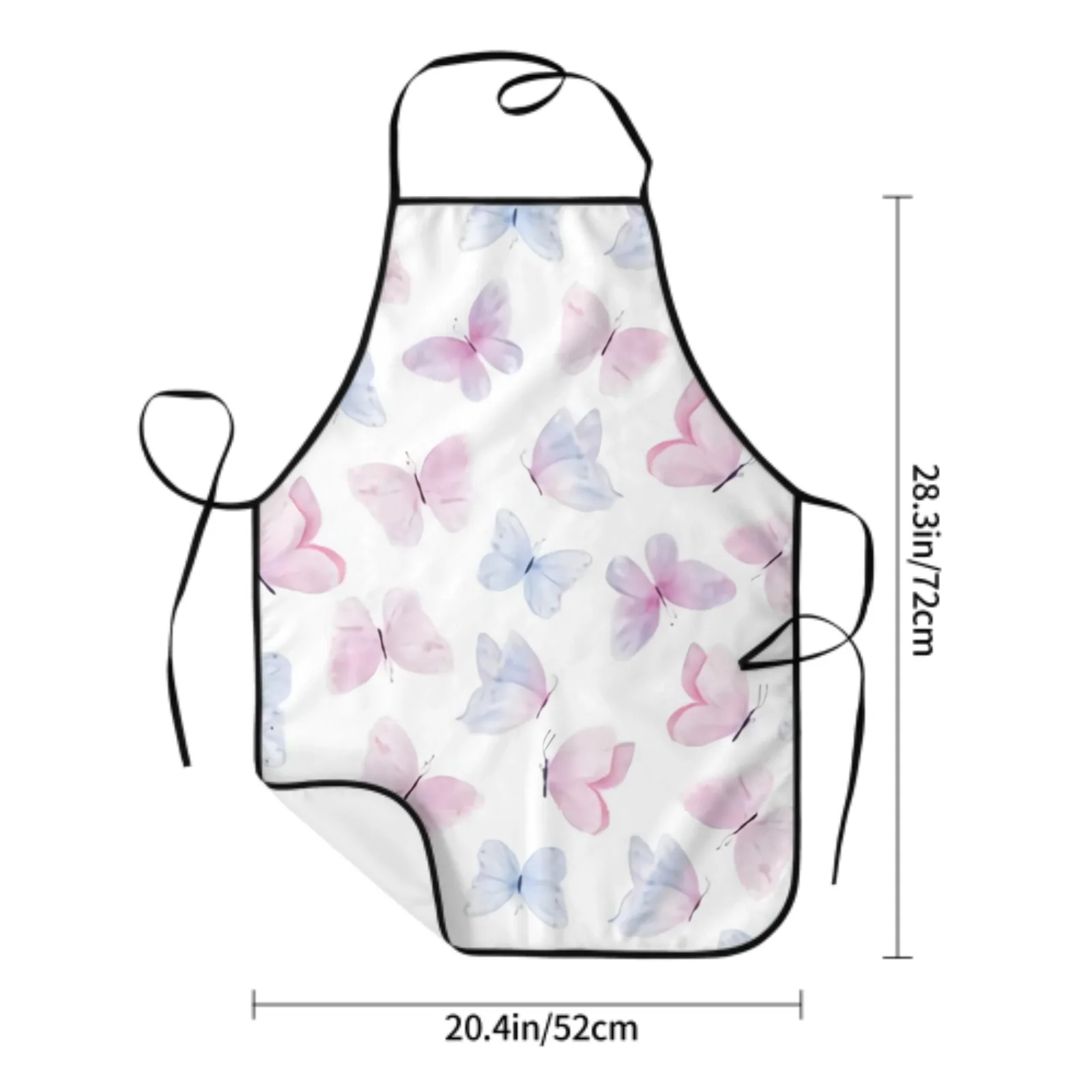 Blue Sunflower Polyester locking hem Apron Home Cooking Baking Kitchen Butterfly Apron Flower Colorful Colorful