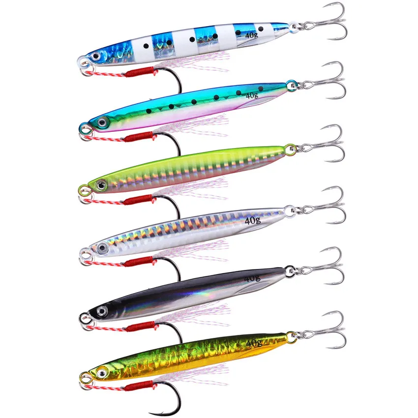 6 teile/los Super Slim lange Metall Casting Jig Angeln Lockt 7G 10G 14G 17G 21G 30G 40G Shore Cast Jigging Löffel Angeln Köder Tackle